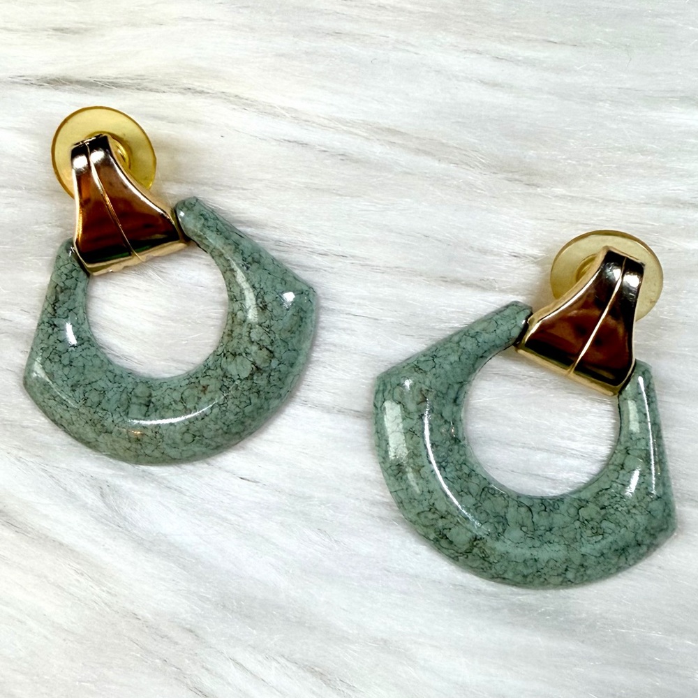 Vintage "Door Knocker" Marbled‎ Earrings